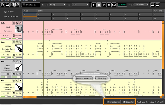 number notation and midi notation