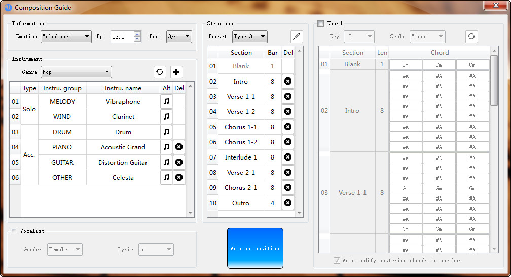 music composition options