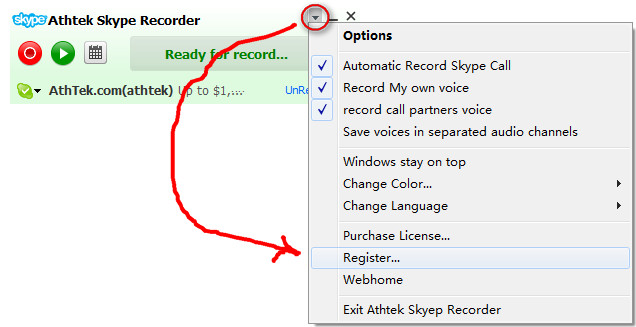 register Skype Recorder