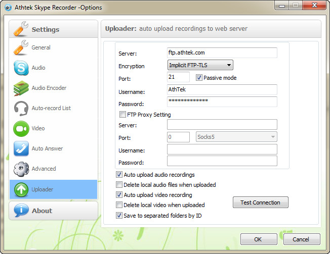 FTP uploader of Skype Recorder