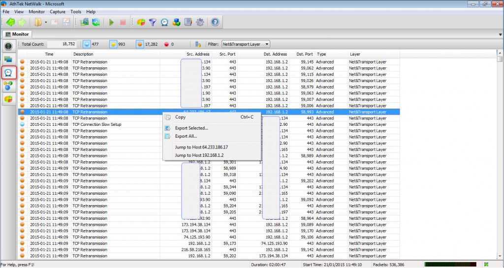 realtime network events