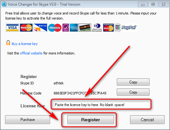 license Voice Changer for Skype