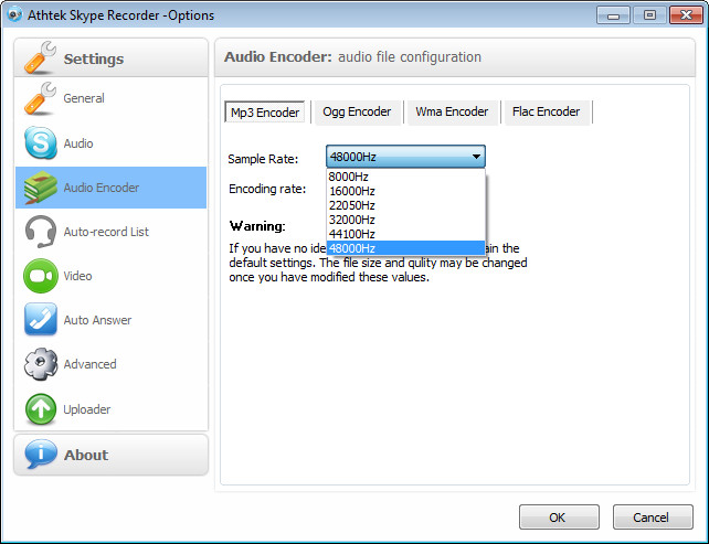 Skype recorder sample rate