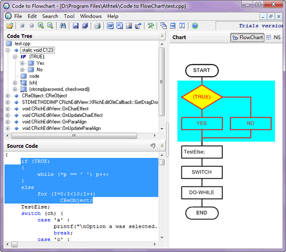 AthTek Code to FlowChart 2.0 screenshot