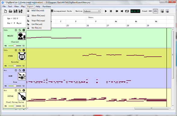 Preview music composition