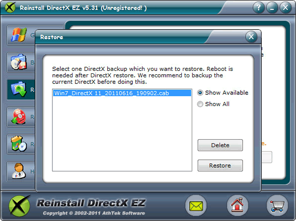 Restore DirectX