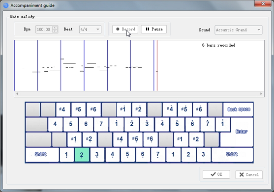 Accompaniment to Virtual Keyboard Playing