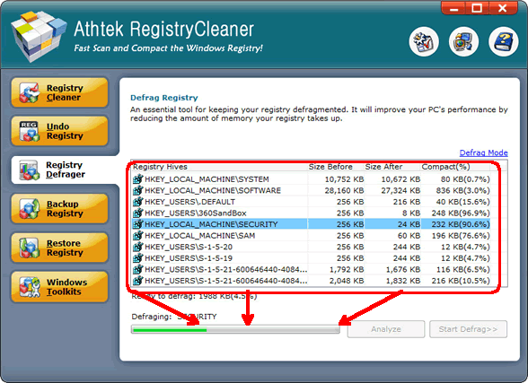 Compact Registry with Win7 Registry CLeaner