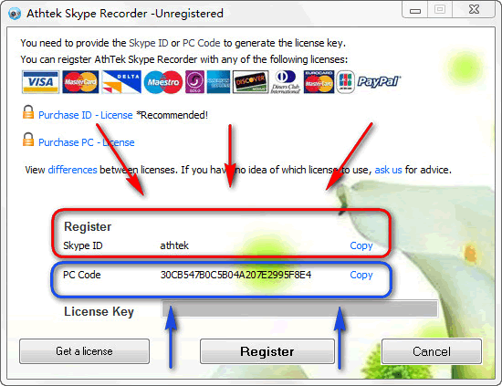 Register Skype Recorder